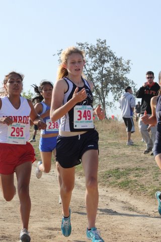 Palisades High freshman Jacklyn Bamberger finished third at Saturday's City Section cross country finals and qualified for the state meet. Photo: Eric Lopez